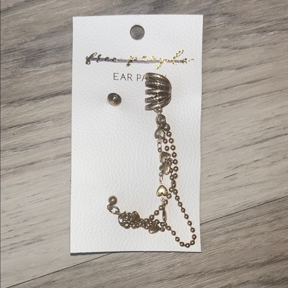 Free People Gold Ear Cuff with Chain